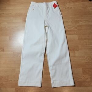 NWT Spanx M Tall Stretch Twill Cropped Wide Leg White Pant Medium Tall MT 20312T